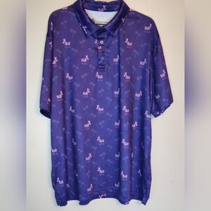 Men's Golf Polo Castaway Casual XL Purple With Donkeys